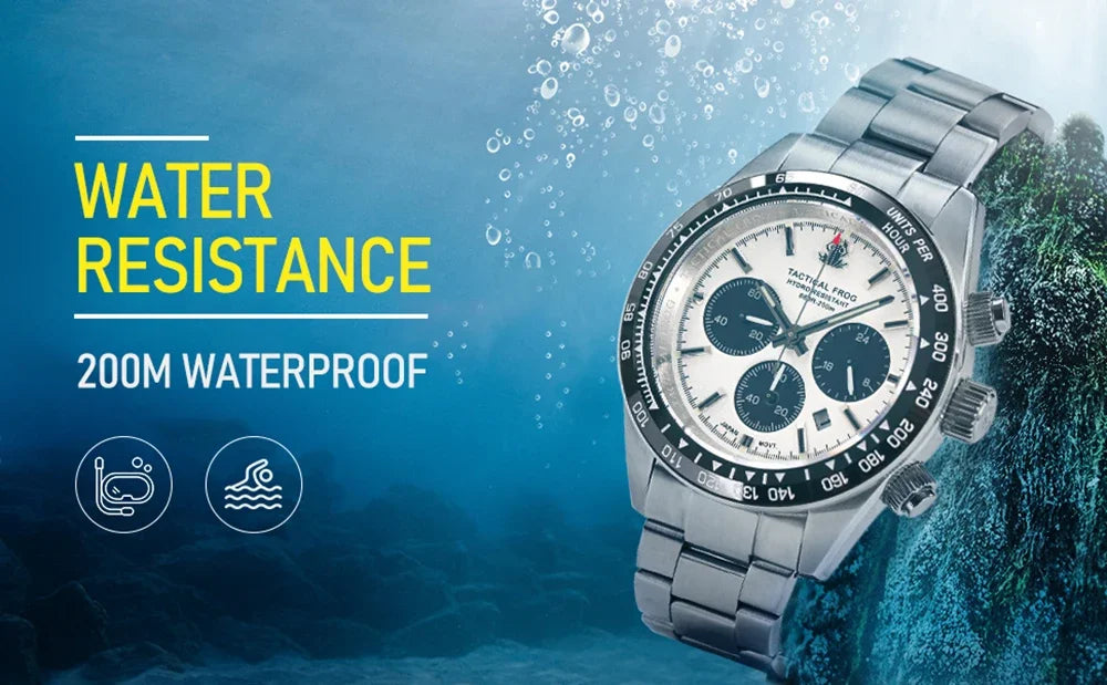 Tactical Frog Quartz Watch VS75 Solar Chronograph Sapphire 200m Waterproof Luxury Watch Luminous Quartz Movement 41mm Mens Watch