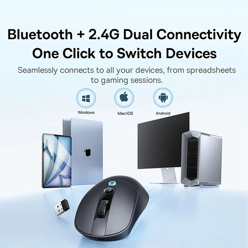 【NOVO】Baseus EM2 ergonomski bežični miš Bluetooth 5.3 2.4G, Type-C punjenje, ultra lagan, tih, s prilagodljivim tipkama