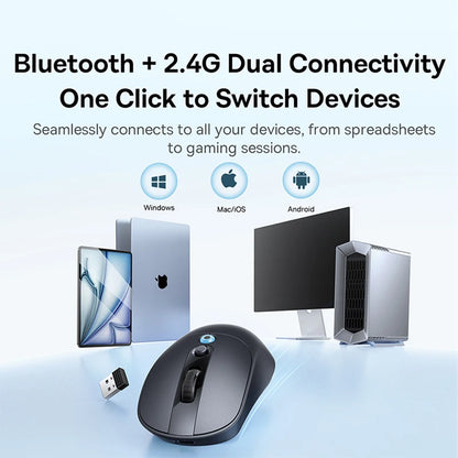 【NOVO】Baseus EM2 ergonomski bežični miš Bluetooth 5.3 2.4G, Type-C punjenje, ultra lagan, tih, s prilagodljivim tipkama