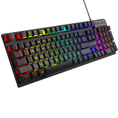 104 Keys USB Wired Keyboard RGB Mechanical Gaming Keyboard Ergonomic Esports Keyboard Computer Accessory for Laptop Macbook