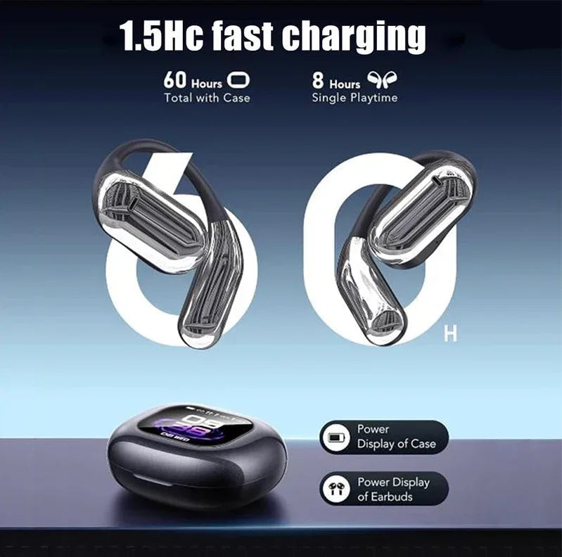 UYUXIO OWS AI Translation Earbuds with LCD Touch Screen, 144 Languages Real-Time Translator Earphones, Wireless Bluetooth Translating Headphones with Noise Cancellation