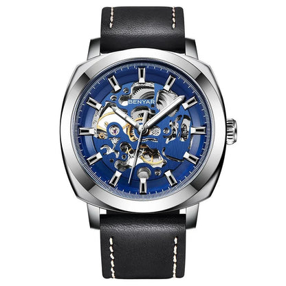 BENYAR Watch for Men Luxury Skeleton Tourbillon Automatic Mechanical Men's Watch 30M Waterproof Leather Strap Sports Reloj Hombre