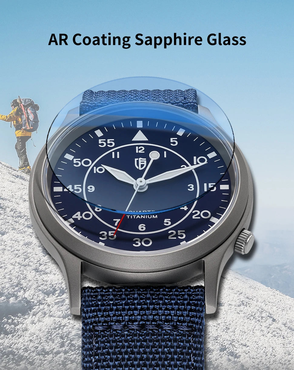 BERNY Titanium Men Quartz Watch AR Coating Sapphire Fashion Wristwatch Luminous VH31 Ultra-thin Wristwatch Waterproof 5ATM Watch