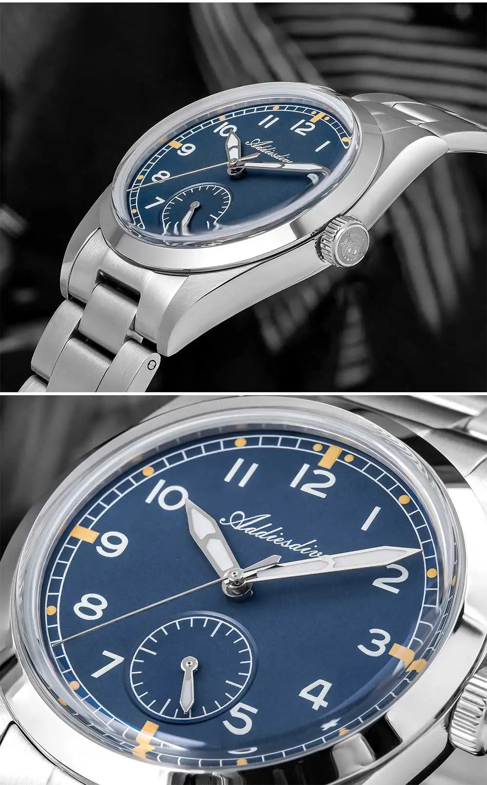 Orologio da uomo ADDIESDIVE 36mm al quarzo VH60, luminoso BGW9, vetro bombato, impermeabile 10Bar, in acciaio inossidabile