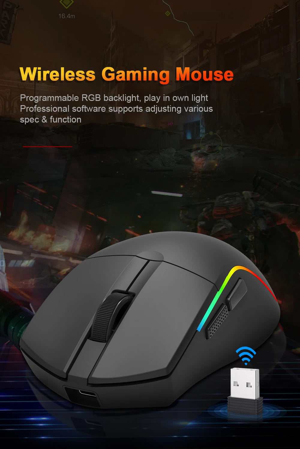 Mouse gaming REDRAGON DEICIDE M816 PRO RGB USB cu suport Bluetooth 2.4G wireless, 26000 DPI, 6 butoane pentru gameri, mouse cu fir pentru computer