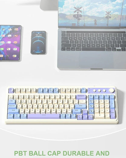 AULA S99 Keyboard 3-Mode Wireless Bluetooth Wired RGB Ergonomic 99Key Typing Mute Gaming Keyboard Custom PC Accessories Gifts