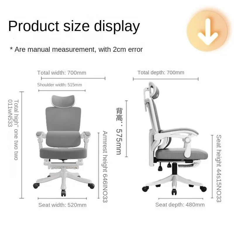 Cadeira de Escritório Ergonómica em Malha com Apoio Lombar, Cadeira de Secretária de Encosto Alto para Adultos, Cadeira de Trabalho Confortável para Longas Horas