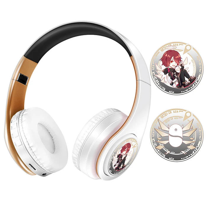 Auscultadores Anime Over-Ear Miku Nakano Sanjiu Bluetooth 5.0 – Headset Gaming Estéreo Sem Fios com Graves Profundos, Microfone e Suporte para Cartão TF