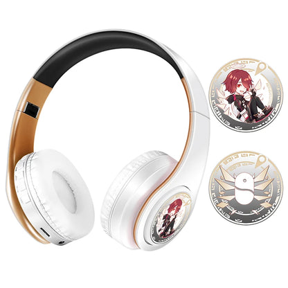 Auscultadores Anime Over-Ear Miku Nakano Sanjiu Bluetooth 5.0 – Headset Gaming Estéreo Sem Fios com Graves Profundos, Microfone e Suporte para Cartão TF