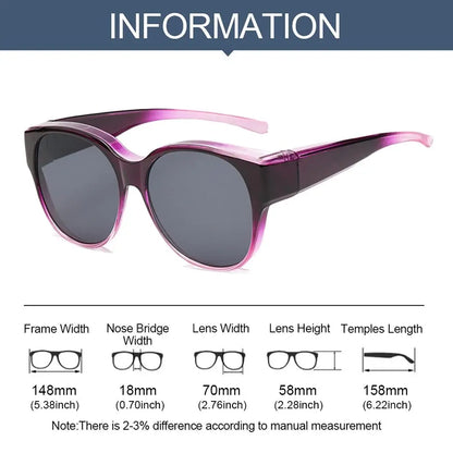 Fashion UV Protection Driving Sunglasses Round Frame Y2K Wear Over Glasses Retro Black Shades for Women Men