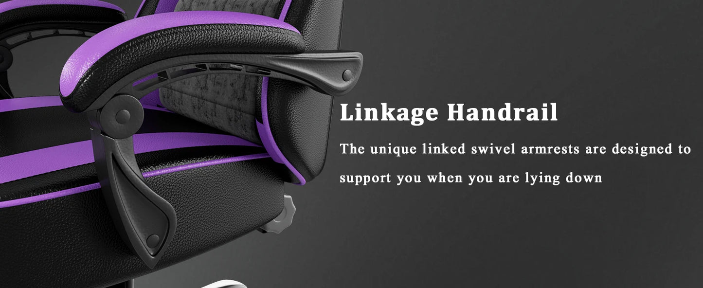Ergonomic Gaming Chair with Footrest, Pocket Spring Cushion Computer Chair, PU Leather Reclining Gaming Chair for Adults, Adjustable Office Chair