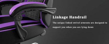 Ergonomic Gaming Chair with Footrest, Pocket Spring Cushion Computer Chair, PU Leather Reclining Gaming Chair for Adults, Adjustable Office Chair