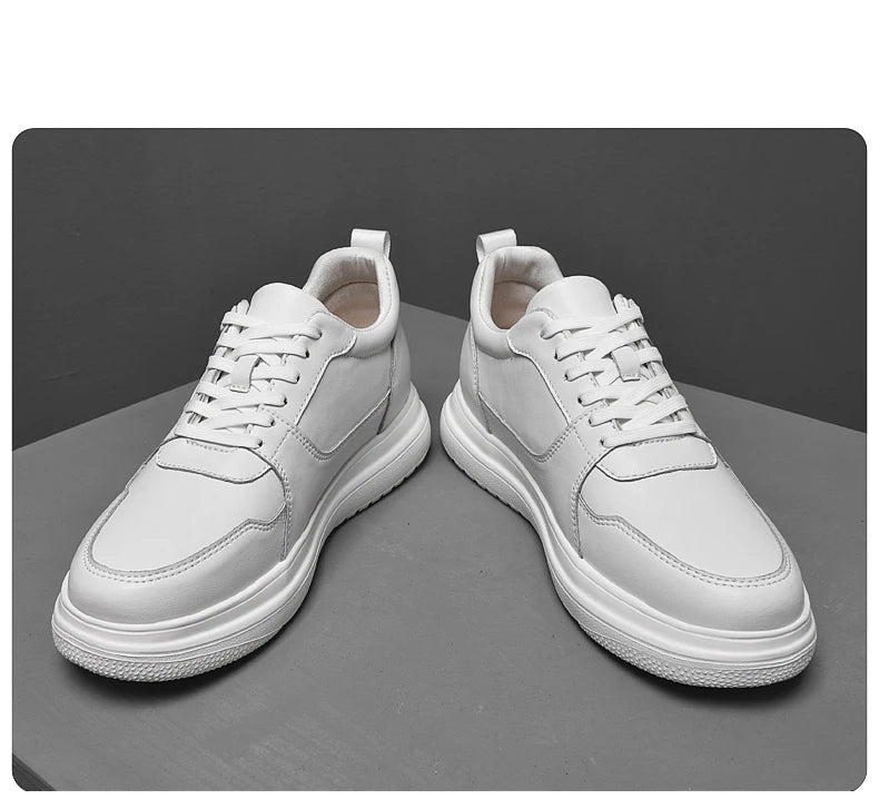 Big Size Lift Men Sneakers Elevator Shoes Heightening Height Increase Insole 7-8CM High Heels Shoes Genuine Leather Sport Shoes