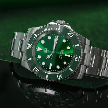 Watchdives WD1680Q V2 Green Dial Quartz Watches VH31 Sweep Second Movement Sapphire 200M Waterproof Stainless Steel Wristwatch