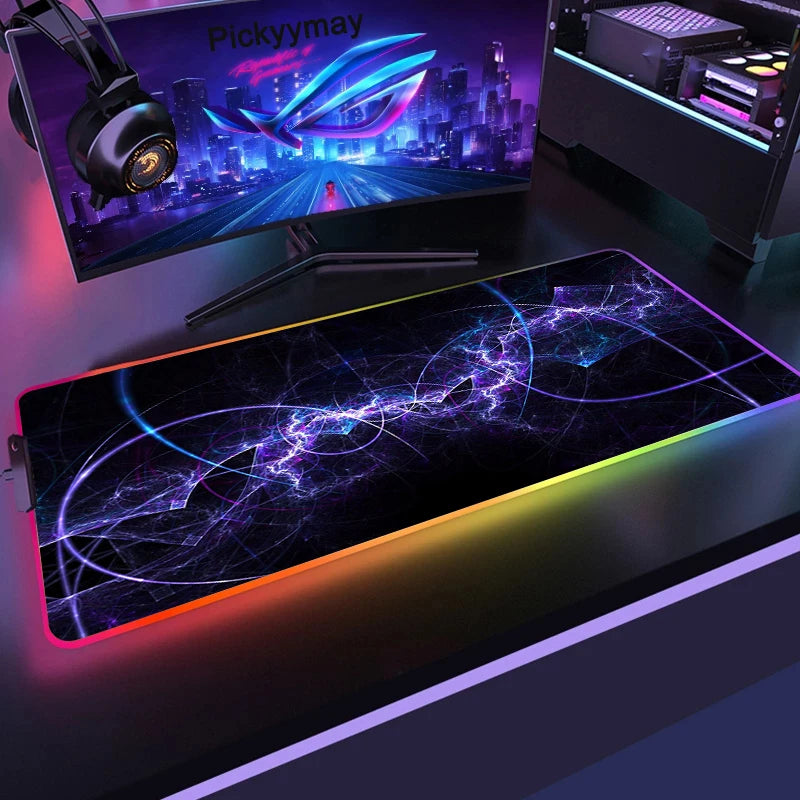 Velká RGB herní podložka pod myš, LED podložka pod myš pro hráče, podložka na stůl k PC, RGB podložka pod klávesnici XXL 90x40cm