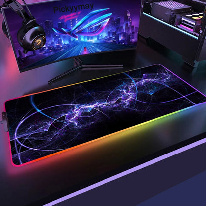 Velká RGB herní podložka pod myš, LED podložka pod myš pro hráče, podložka na stůl k PC, RGB podložka pod klávesnici XXL 90x40cm