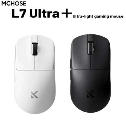 MCHOSE L7 Ultra+ Medium Large håndmus til gaming, e-sport, PAW3950, trådløs med tre tilstande, let kontormus med dual-drive til computer