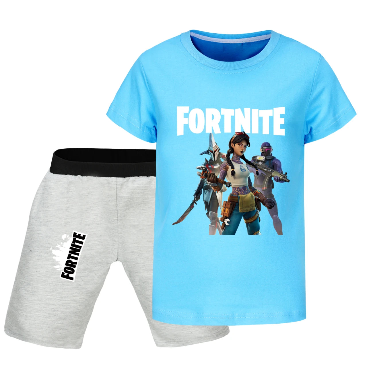 Fortnite Summer Kids Cartoon T-shirts Shorts Two-piece Set Baby Boys Tracksuit Girls Outfits 505