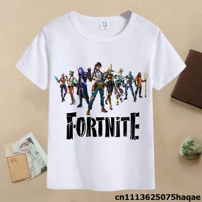 Summer Fortnite Children T-shirt Cartoon Game Figure Printed T-shirt Boys Casual Sports T-shirt Short Sleeves Kids Clothing