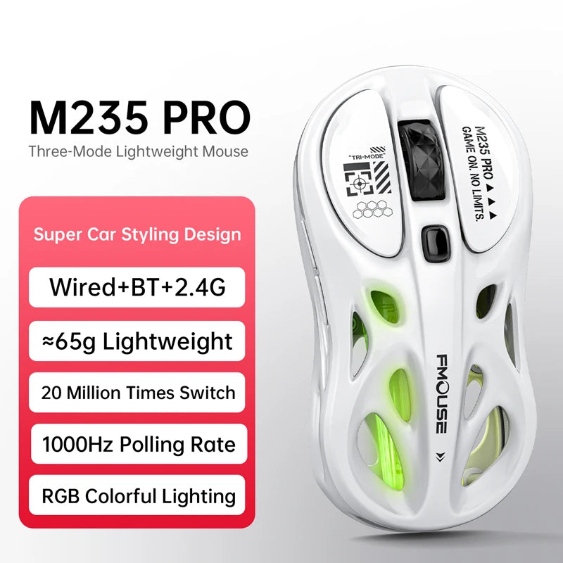 Kabellose 2.4G Tri-Mode RGB Gaming-Maus mit leichtem Hohl-Design, Chroma-Beleuchtung, kabelgebunden, Bluetooth, E-Sports-Maus-Controller