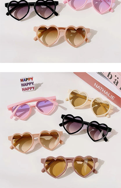 New Kids Cartoon Heart Sunflower Fruit Rabbit Ears Sunglasses Girls Boy Children Outdoor Round Polarized UV400 Sun Glasses