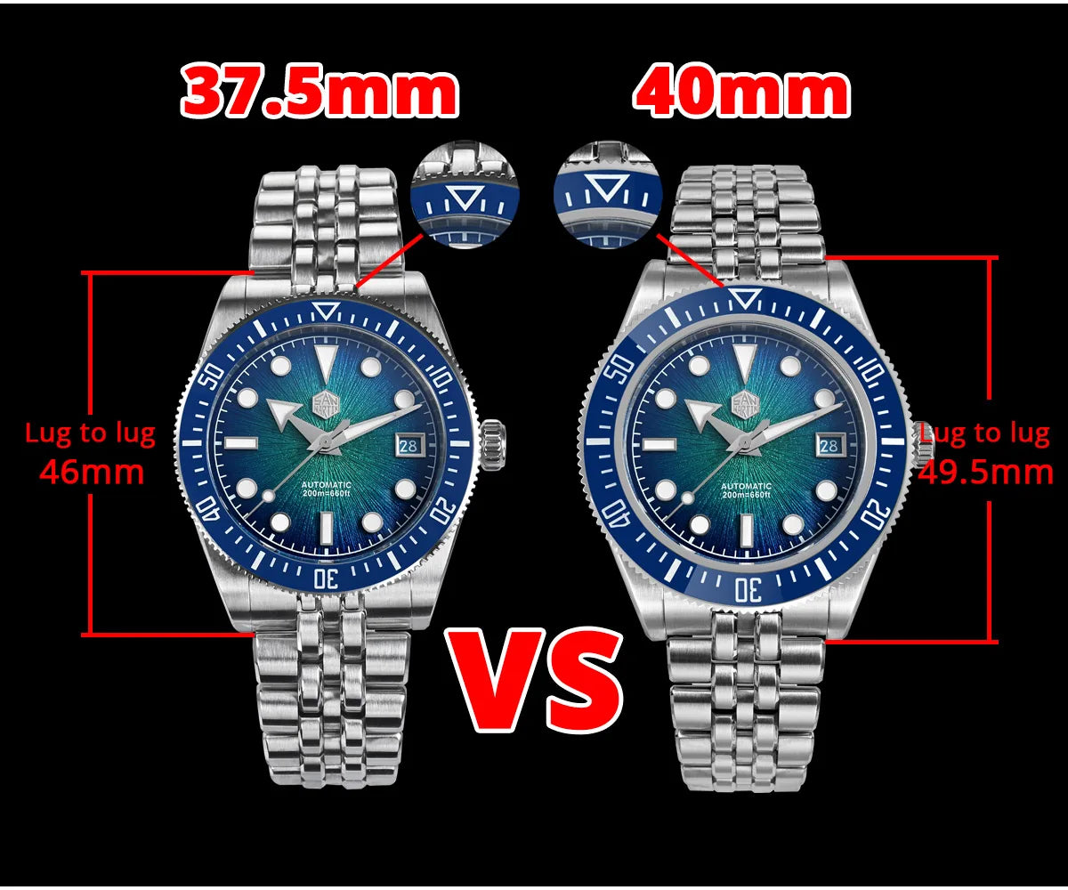 San Martin 37.5mm 40mm Men Diver Watch Miyota 9015 Enamel Dial Luxury Automatic Mechanical Wristwatch Waterproof 200m SN0148