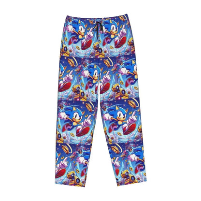 Custom Women Soniced Pajama Pants Printed Hedgehog Game Sleep Sleepwear Bottoms with Pockets