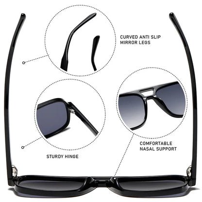3507 Double Bridge Square Fashion Sunglasses - UV400 Vintage Pilot Style Shades, Retro Classic Sun Glasses for Men Women 411240