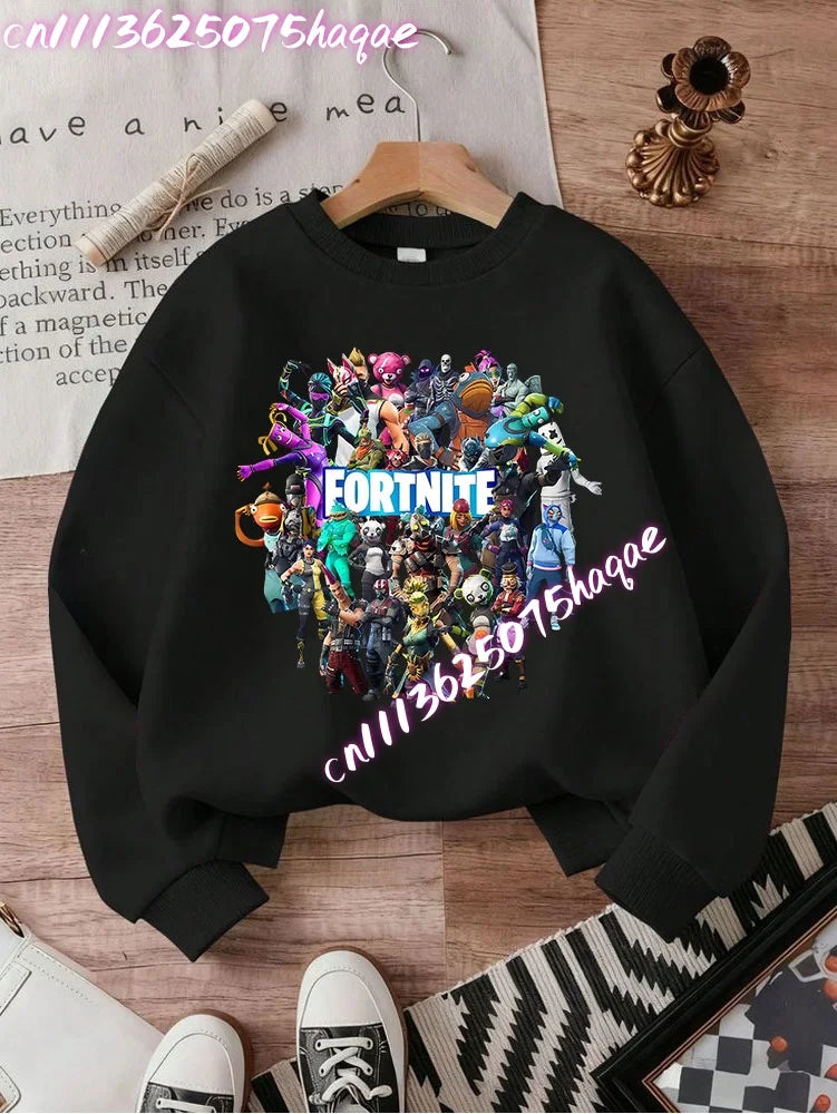 Fortnite Series Kids Sweatshirts Trendy Boys Girl Long Sleeves Pullover Tops Autumn Winter Cartoon Child Clothes Birthday Gifts