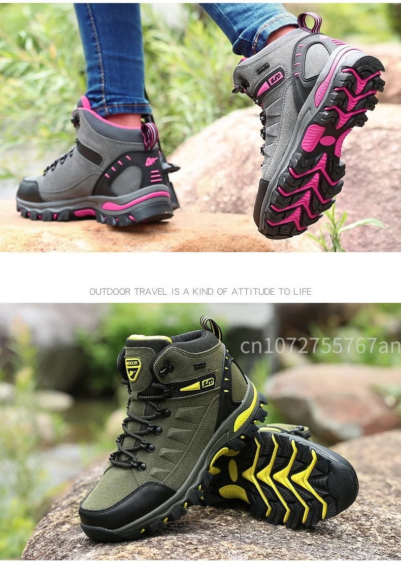 Couples Outdoor Hiking Shoes Comfortable Wear-Resistant Camping Climbing Mountain Shoes Breathable Sports Shoes Camping Boots