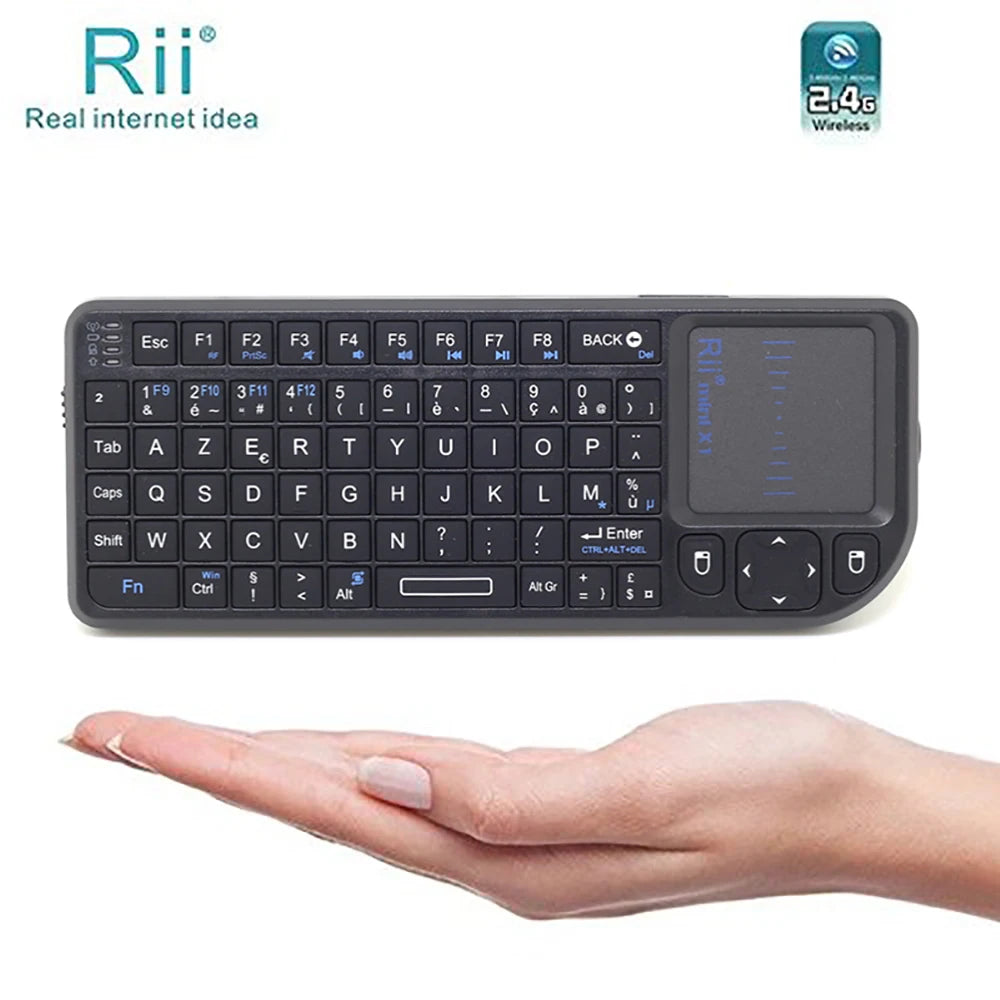 Original Rii X1 2.4GHz Mini Wireless Keyboard English/RU/ES/FR Keyboards with TouchPad for Android TV Box/PC/Laptop