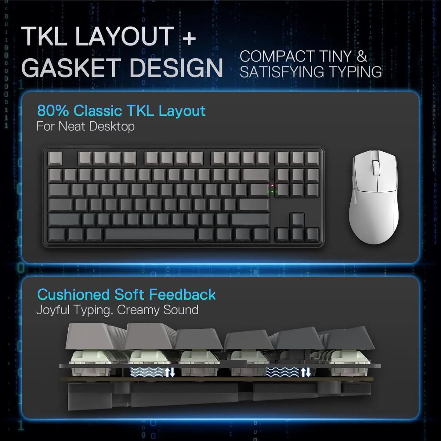 Redragon K707 PRO GB 80% Gasket RGB Gaming 3-Modes Wireless TKL Mechanical Hot-Swap Noise Dampening Keyboard,Mint Mambo Switch