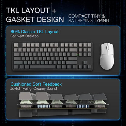 Redragon K707 PRO GB 80% Gasket RGB Gaming 3-Modes Wireless TKL Mechanical Hot-Swap Noise Dampening Keyboard,Mint Mambo Switch
