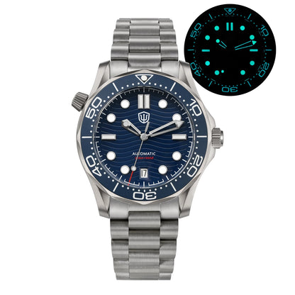Watchdives WD007 V2 39mm Titanium Dive Watch PT5000 Automatic Movement Luminous 200m Waterproof Domed Bubble Sapphire Watches