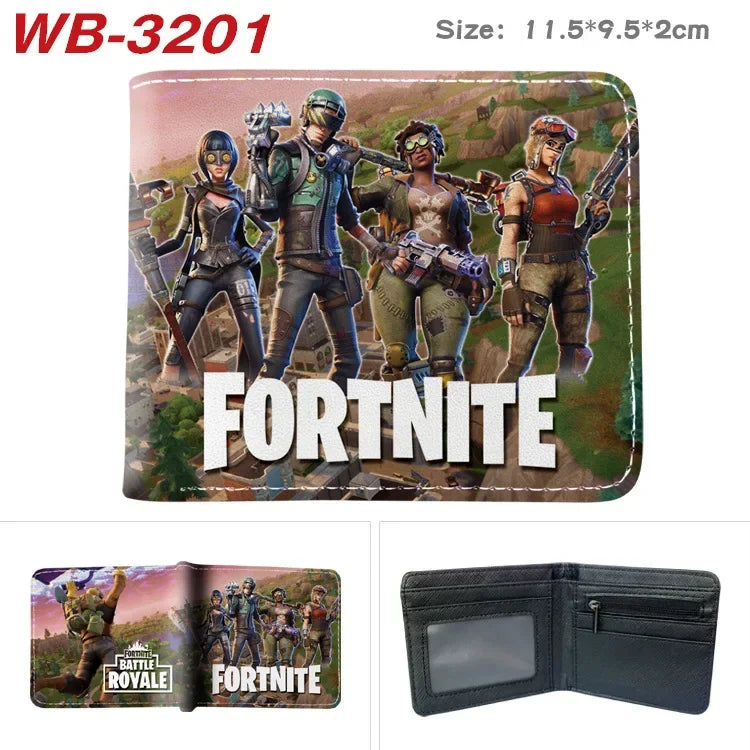 Fortnite Wallets for Kids Anime Fortnite Wallet Cartoon Card Holder Bag Leather Short Purse Fashion Folded Purses Boys Gift