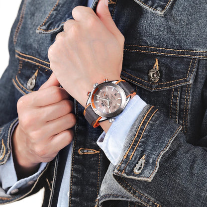 Classic Luxury Men Automatic Watch Multifunction Mechanical Wristwatch Rubber Strap Waterproof Week Date Watches Reloj Hombre