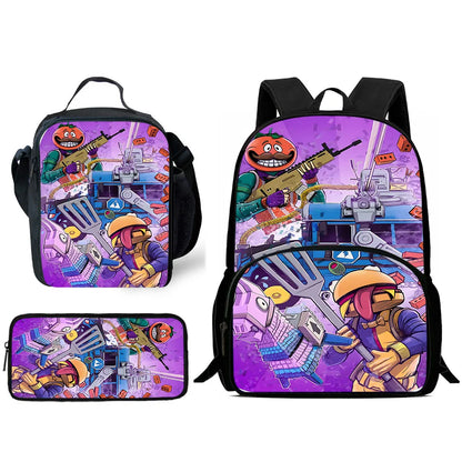 Hot Game Child Backpacks Lunch Bag Pencil Case Pupil Large Capacity School Bags Design-F-FortniteS For Boy Girl Best Gift
