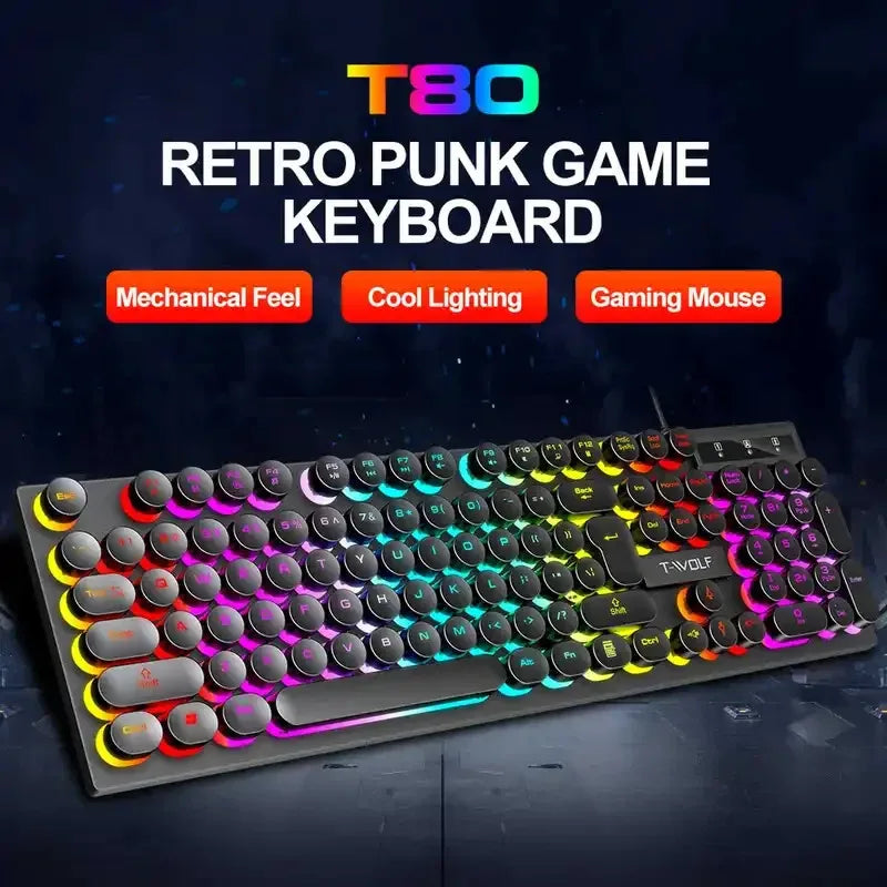 2026NEW RGB Gaming Mechanical Keyboard USB Wired 104 Keys Keyboard Backlit Black Red Blue Light for Computer Laptop Pro Keyboard