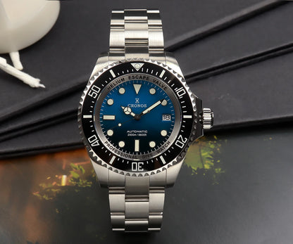 Cronos Automatic Diving Watch Stainless Steel 2000 Meters Water Resistance Professional Diver PT5000 SW200 Miyota9015 90S5 L6027M