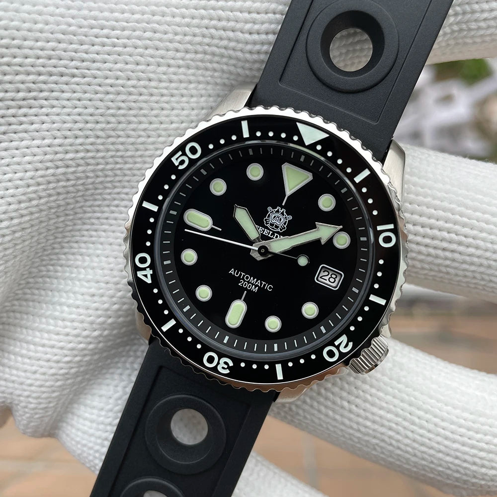 Mechanical Watch for Men STEELDIVE SD1973 Japan NH35 Automatic Movement Ceramic Bezel 200M Waterproof Classic Dive Small Abalone