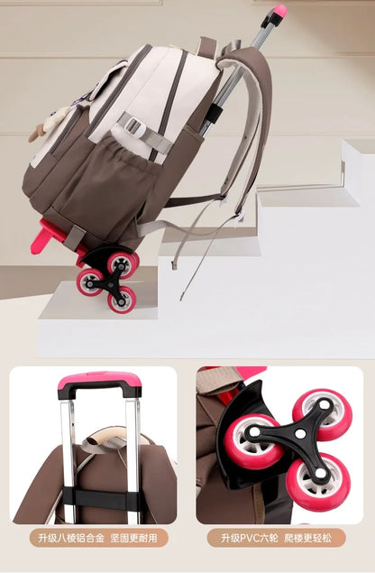 Mochila Escolar com Rodas Fortnite, Grande Capacidade, Impermeável, Leve e Minimalista, para Portátil, Escola e Viagens Casuais