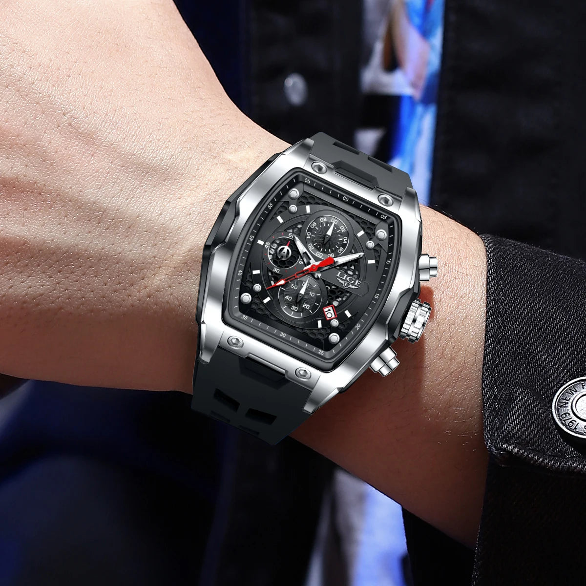 LIGE Outdoor Casual Quartz Man Watch Fashion Silicone Strap Waterproof Simple Sport Hollow Date Luminous Men's Watches Male Gift