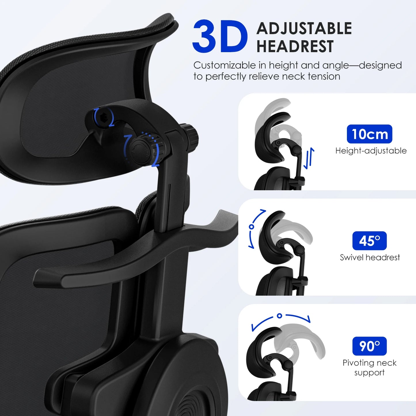 AUTHMIC Premium Ergonomic Office Chair with 6D Adjustable Armrests, 3D Headrest, 3-Zone Backrest, 200kg Capacity, Reclining 90°-160°