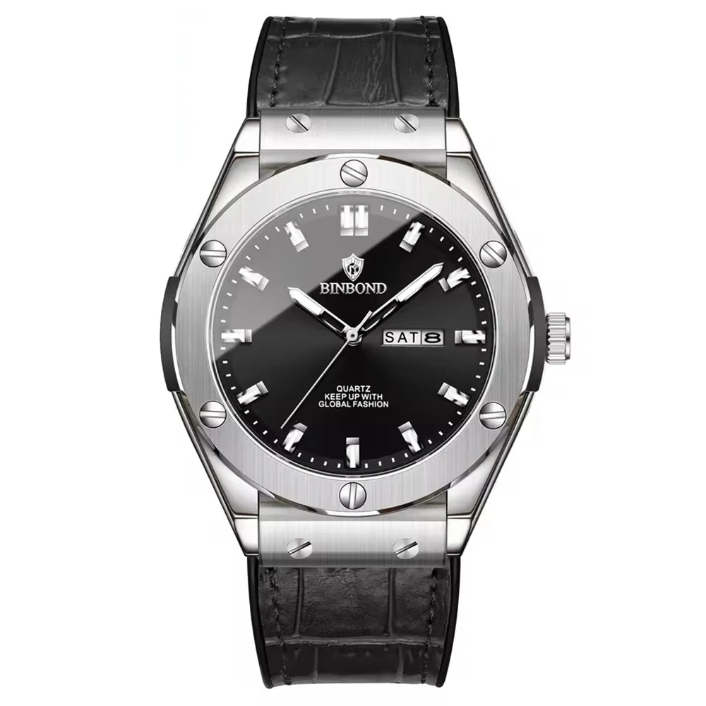 Men’s watch, casual style, leather strap, automatic or quartz model, luxury accessory, ideal gift idea, trendy wristwatch.