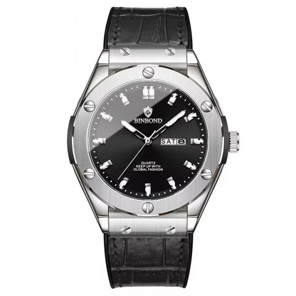 Men’s watch, casual style, leather strap, automatic or quartz model, luxury accessory, ideal gift idea, trendy wristwatch.