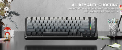 ATTACK SHARK M86 Wireless Mechanical Gaming Keyboard, 75% Gasket Hot Swappable RGB Mechanical Keyboard with Side-Printed PBT Keycaps, Tri-Mode Custom Gaming Keyboard