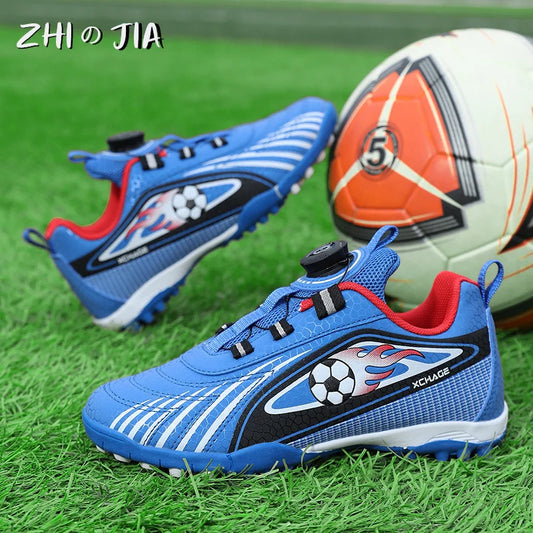 Children's Rotating Buckle Sneakers Students Competition Training Football Shoes Fashionable Lightweight Anti-slip Footwear