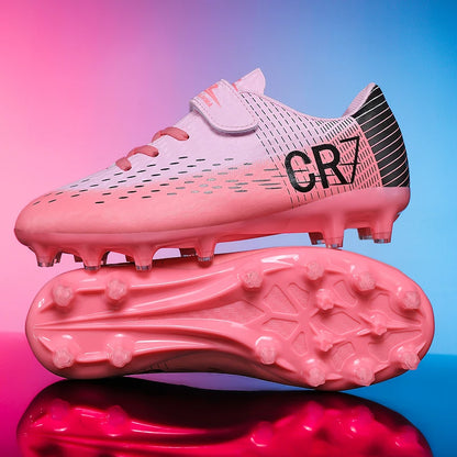 Nouvelles chaussures de football montantes à crampons longs pour adolescents et étudiants, adaptées aux garçons et aux filles, élégantes, durables et tendance
