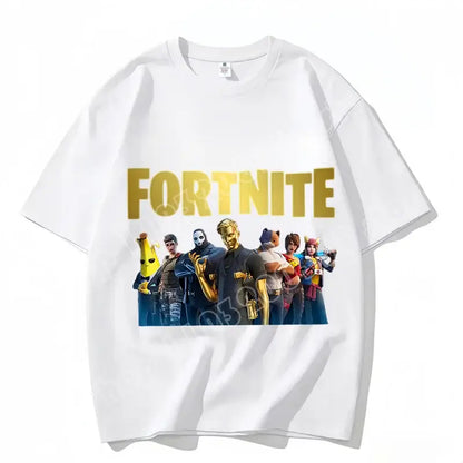 Fortnite Crew Neck T-Shirt Unisex Adult Game Dance Fashion New Pure Cotton Short Sleeve Tops Perfect for Casual Wear Vacations