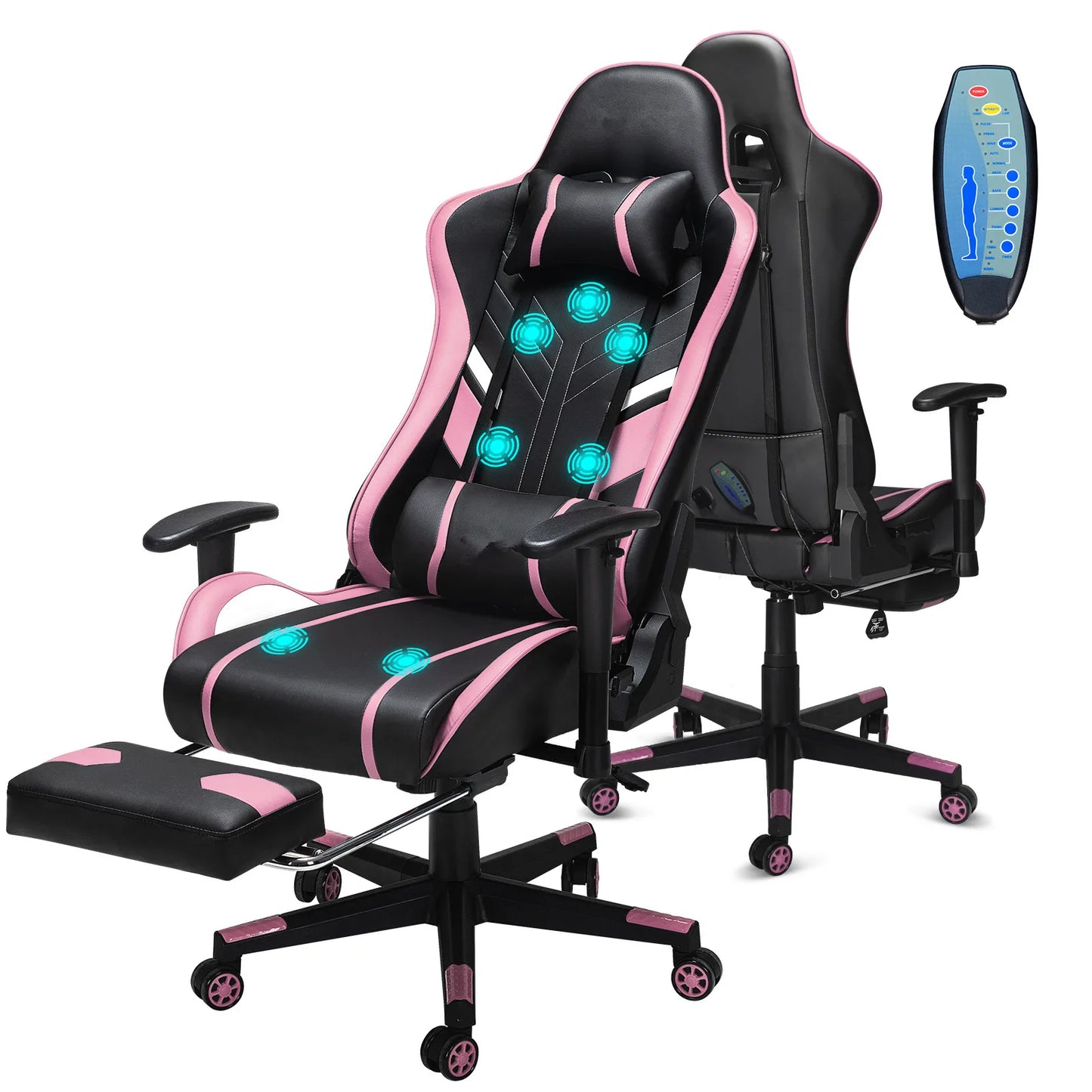 GC-RC03 Massage Gaming Chair Ergonomic Office Chair with Footrest, 7-Point Vibration Massage, Adjustable Height, Reclining Lumbar Support Seat